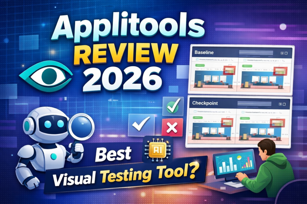Applitools review 2026 visual testing tool dashboard with AI comparison