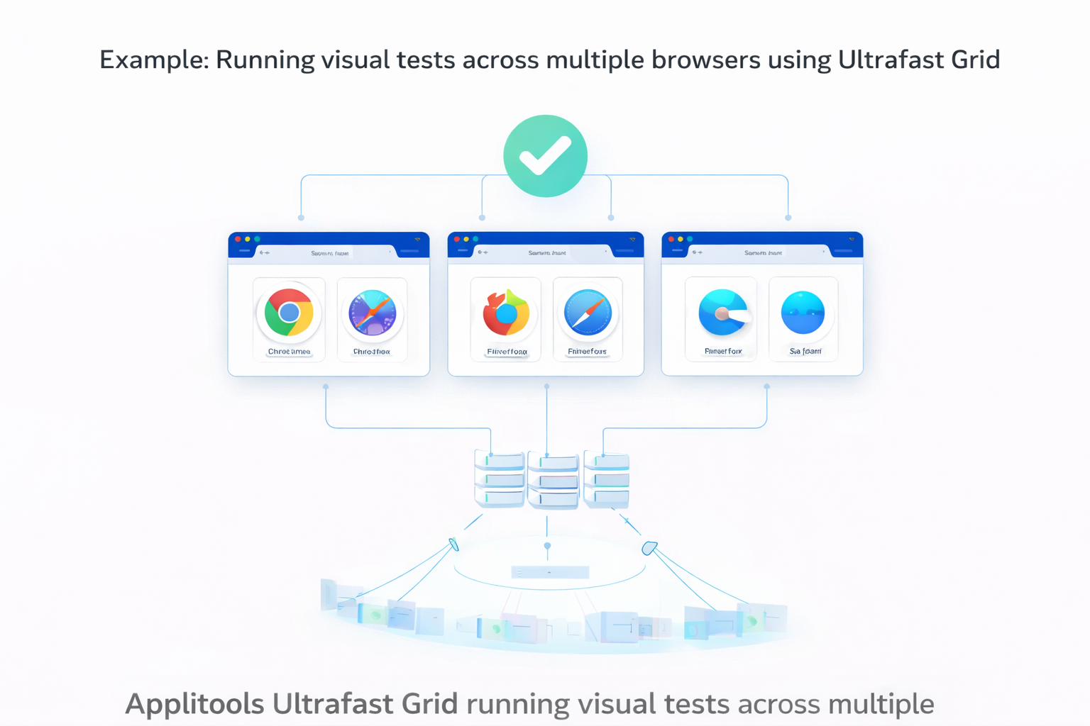 Applitools ultrafast grid running visual tests across multiple browsers simultaneously