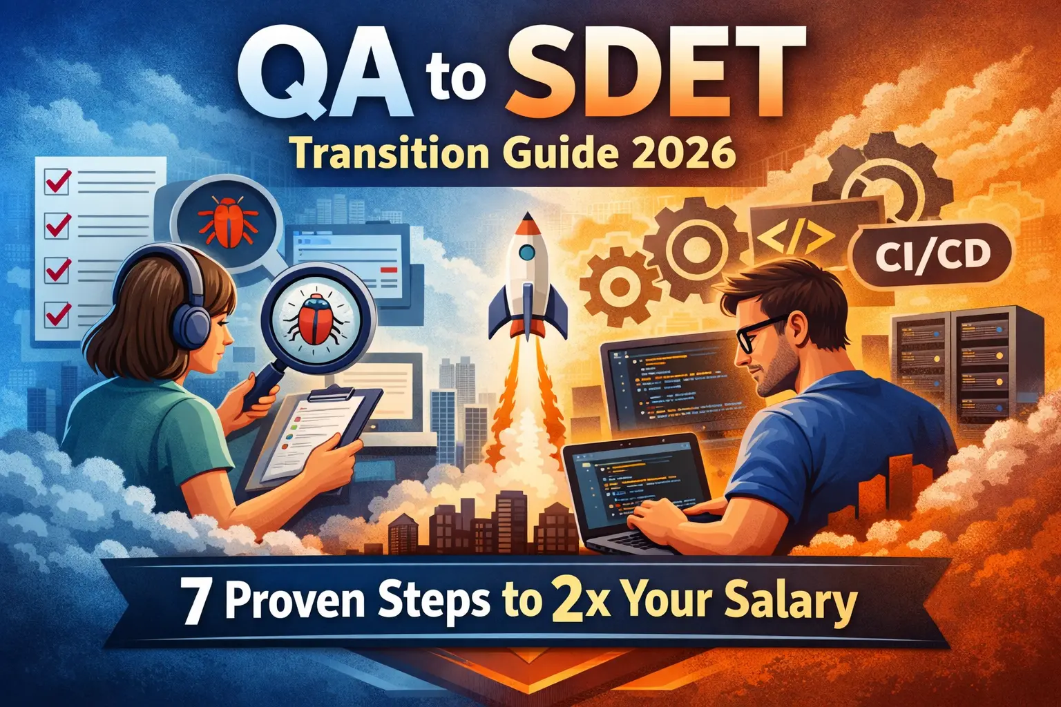 QA to SDET transition roadmap 2026 with automation testing and CI/CD pipeline