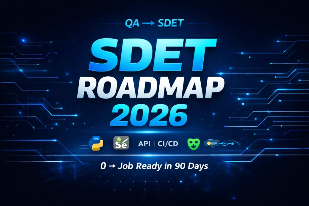 how to become an SDET roadmap 2026 showing QA to SDET transition with 90 day plan